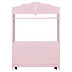 Kids Teamson Fantasy Fields Magic Garden Kids Wooden Toy Organizer with Rolling Storage Box, Pink -FINAL SALE