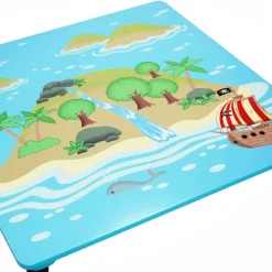 Kids Teamson Fantasy Fields Painted Pirate Island Kids Play Table, Multi -FINAL SALE