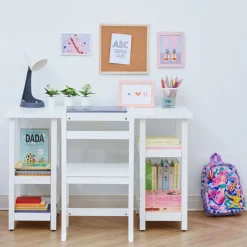 Kids Teamson Fantasy Fields Play Desk with Shelves and Chair, White- FINAL SALE
