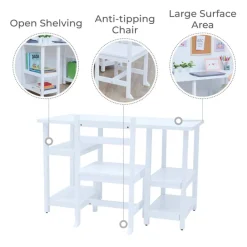 Kids Teamson Fantasy Fields Play Desk with Shelves and Chair, White- FINAL SALE