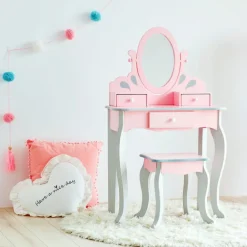 Kids Teamson Fantasy Fields Rapunzel Kids Vanity Table & Stool, Pink & Gray