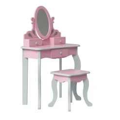 Kids Teamson Fantasy Fields Rapunzel Kids Vanity Table & Stool, Pink & Gray