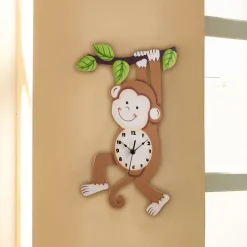 Kids Teamson Fantasy Fields Sunny Safari Monkey Kids Wall Clock, Brown