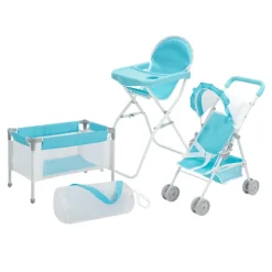 Kids Teamson Olivia's Little World Baby Doll 3pc Nursery Set, Blue & White