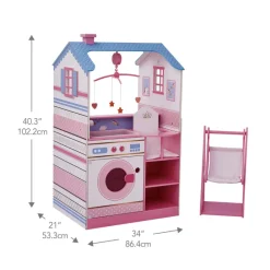Kids Teamson Olivia's Little World Baby Dolls Changing Station Dollshouse with Storage, Pink