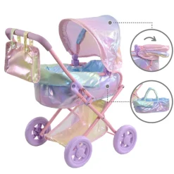 Kids Teamson Olivia’s Little World Deluxe 2-in-1 Baby Dolls Stroller, Iridescent Rainbow