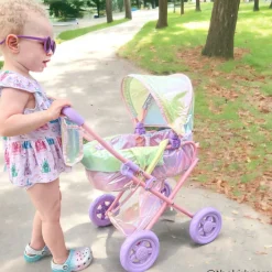 Kids Teamson Olivia’s Little World Deluxe 2-in-1 Baby Dolls Stroller, Iridescent Rainbow