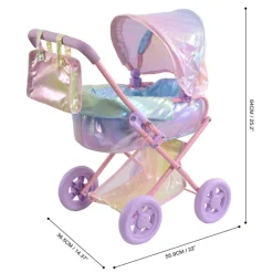 Kids Teamson Olivia’s Little World Deluxe 2-in-1 Baby Dolls Stroller, Iridescent Rainbow