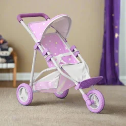 Kids Teamson Olivia's Little World Dolls Jogging-Style Doll Stroller with Canopy, Purple