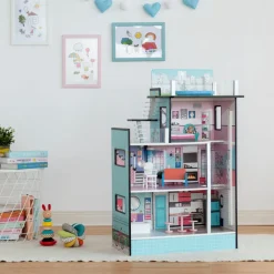 Kids Teamson Olivia's Little World Dreamland Barcelona Dollhouse with 10 Accessories, Turquoise/Black -FINAL SALE