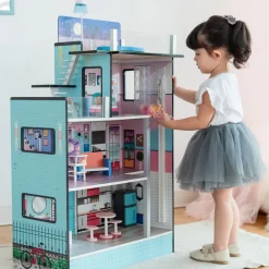 Kids Teamson Olivia's Little World Dreamland Barcelona Dollhouse with 10 Accessories, Turquoise/Black -FINAL SALE