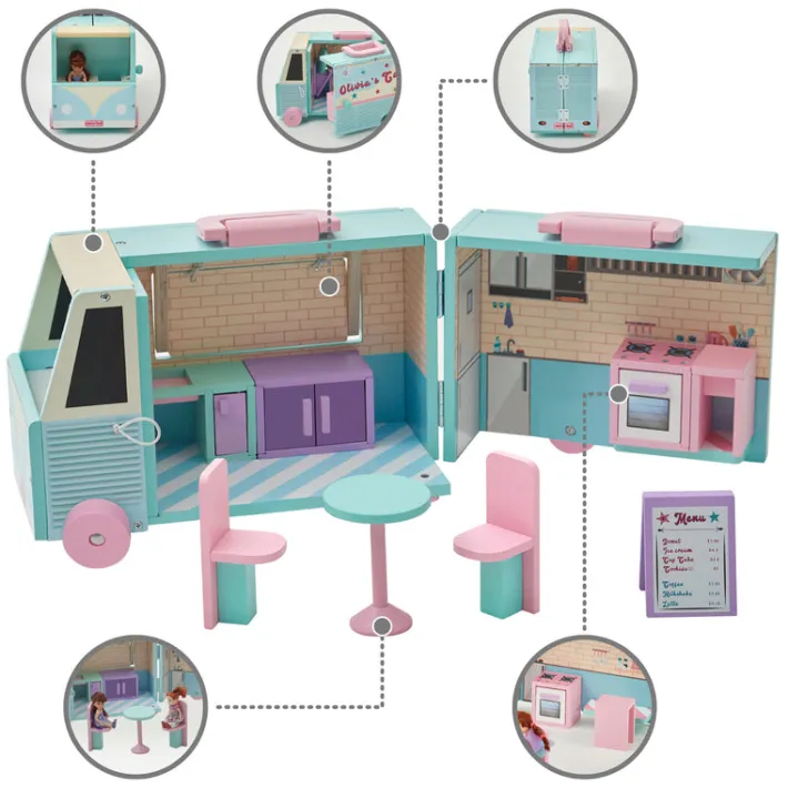 Kids Teamson Olivia's Little World Food Truck Dollhouse & Accessories for 3.5" Dolls, Multi