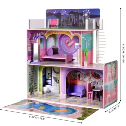 Kids Teamson Olivia's Little World Kids Wooden Dreamland Sunset 3-Level Dollhouse Set- FINAL SALE
