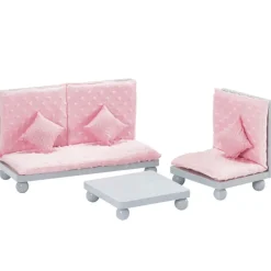 Kids Teamson Olivia's Little World Little Princess Lounge Set with Couch, Chair and Coffee Table, Light Pink/Gray -FINAL SALE