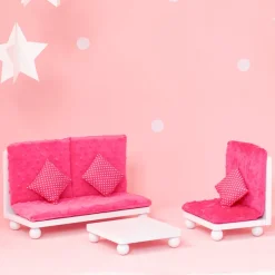 Kids Teamson Olivia's Little World Little Princess Lounge Set with Couch, Chair and Coffee Table, Hot Pink/White -FINAL SALE