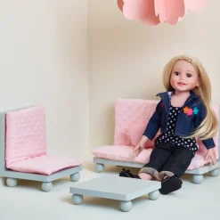 Kids Teamson Olivia's Little World Little Princess Lounge Set with Couch, Chair and Coffee Table, Light Pink/Gray -FINAL SALE
