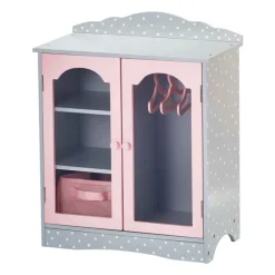 Kids Teamson Olivia's Little World Polka Dots Princess Toy Closet with Hangers for 18" Dolls, Gray/Pink