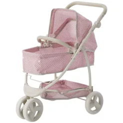 Kids Teamson Olivia's Little World Polka Dot Princess Baby Doll Convertible Stroller, Pink/Gray