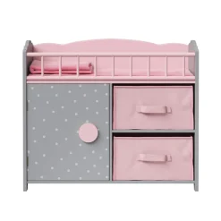 Kids Teamson Olivia's Little World Polka Dots Princess Baby Doll Crib with Storage, Pink/Gray