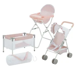 Kids Teamson Olivia's Little World Polka Dot Princess Baby Doll 3pc Nursery Set, Pink & Gray