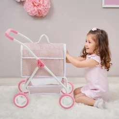 Kids Teamson Olivia's Little World Polka Dot Princess Pretend Pet Stroller + Carrier, Pink/Gray
