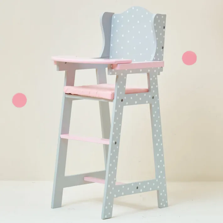 Kids Teamson Olivia's Little World Polka Dots Princess Kids Baby Dolls High Chair, Gray