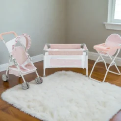 Kids Teamson Olivia's Little World Polka Dot Princess Baby Doll 3pc Nursery Set, Pink & Gray