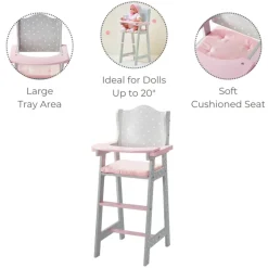 Kids Teamson Olivia's Little World Polka Dots Princess Kids Baby Dolls High Chair, Gray