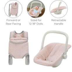 Kids Teamson Olivia's Little World Polka Dot Princess Baby Doll Carrier & Car Seat Set, Pink/Gray