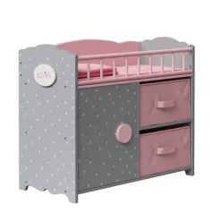 Kids Teamson Olivia's Little World Polka Dots Princess Baby Doll Crib with Storage, Pink/Gray