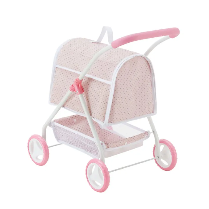 Kids Teamson Olivia's Little World Polka Dot Princess Pretend Pet Stroller + Carrier, Pink/Gray
