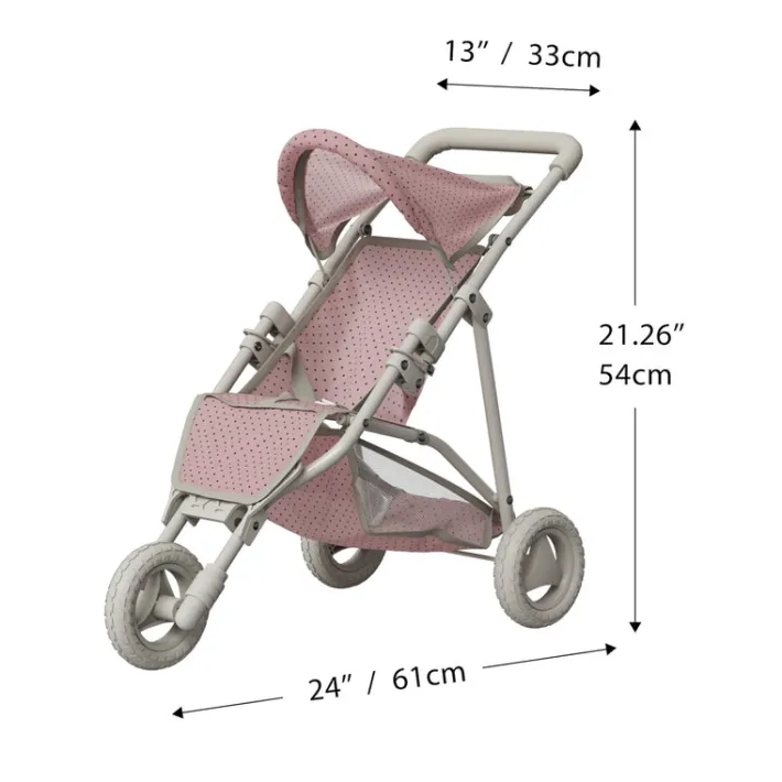 Kids Teamson Olivia's Little World Polka Dot Princess Baby Doll Jogging Stroller, Pink/Gray