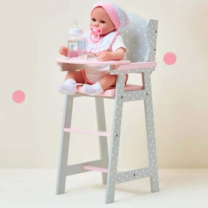 Kids Teamson Olivia's Little World Polka Dots Princess Kids Baby Dolls High Chair, Gray
