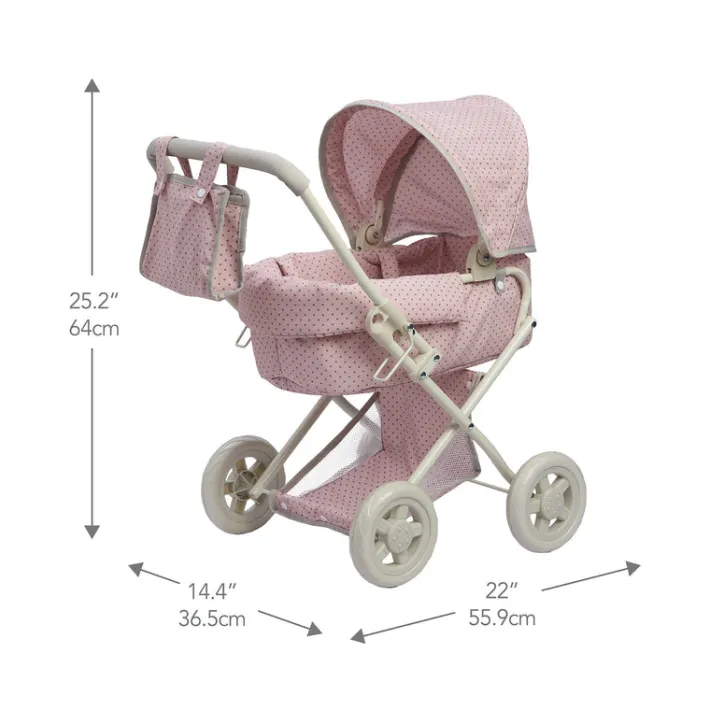 Kids Teamson Olivia's Little World Polka Dot Princess Baby Doll Pram Stroller, Pink/Gray