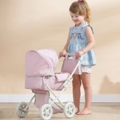 Kids Teamson Olivia's Little World Polka Dot Princess Baby Doll Pram Stroller, Pink/Gray
