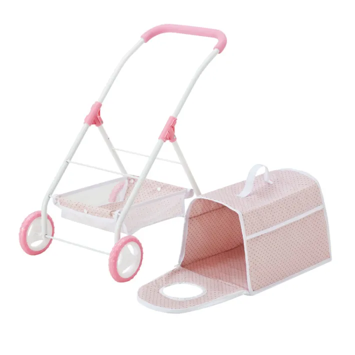 Kids Teamson Olivia's Little World Polka Dot Princess Pretend Pet Stroller + Carrier, Pink/Gray