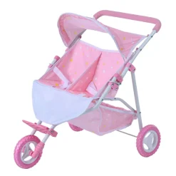 Kids Teamson Olivia's Little World Twinkle Star Princess Baby Doll Twin Stroller, Pink