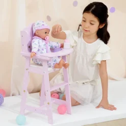 Kids Teamson Olivia's Little World Twinkle Stars Princess Kids Baby Doll High Chair, Purple