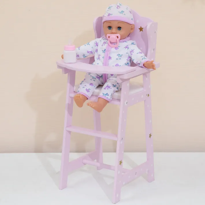 Kids Teamson Olivia's Little World Twinkle Stars Princess Kids Baby Doll High Chair, Purple