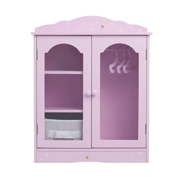 Kids Teamson Olivia's Little World Twinkle Stars Princess Fancy Closet with Hangers for 18" Dolls, Pink