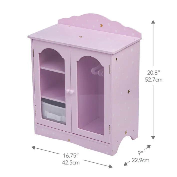 Kids Teamson Olivia's Little World Twinkle Stars Princess Fancy Closet with Hangers for 18" Dolls, Pink