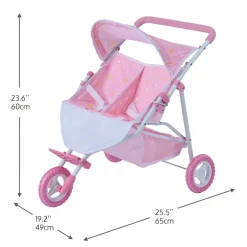 Kids Teamson Olivia's Little World Twinkle Star Princess Baby Doll Twin Stroller, Pink