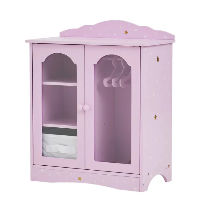 Kids Teamson Olivia's Little World Twinkle Stars Princess Fancy Closet with Hangers for 18" Dolls, Pink