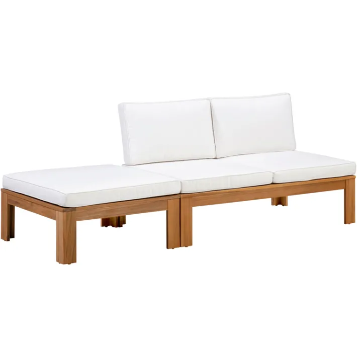 Teamson 2-Piece Outdoor Modular Sectional Set with Cushions, Natural Finish