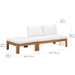Teamson 2-Piece Outdoor Modular Sectional Set with Cushions, Natural Finish