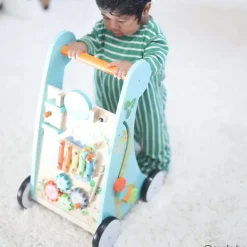 Kids Teamson Preschool Play Lab Baby Walker and Activity Station, Natural/Blue