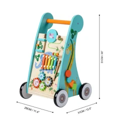 Kids Teamson Preschool Play Lab Baby Walker and Activity Station, Natural/Blue
