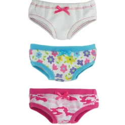 Kids Teamson Sophia's 3 Pack of Underwear for 18 Inch Dolls, Camo/Floral/White