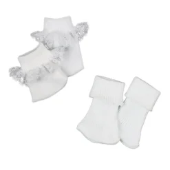 Kids Teamson Sophia's 2 Pair of Dressy Ankle Socks for 18" Dolls, White