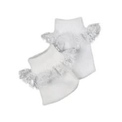 Kids Teamson Sophia's 2 Pair of Dressy Ankle Socks for 18" Dolls, White
